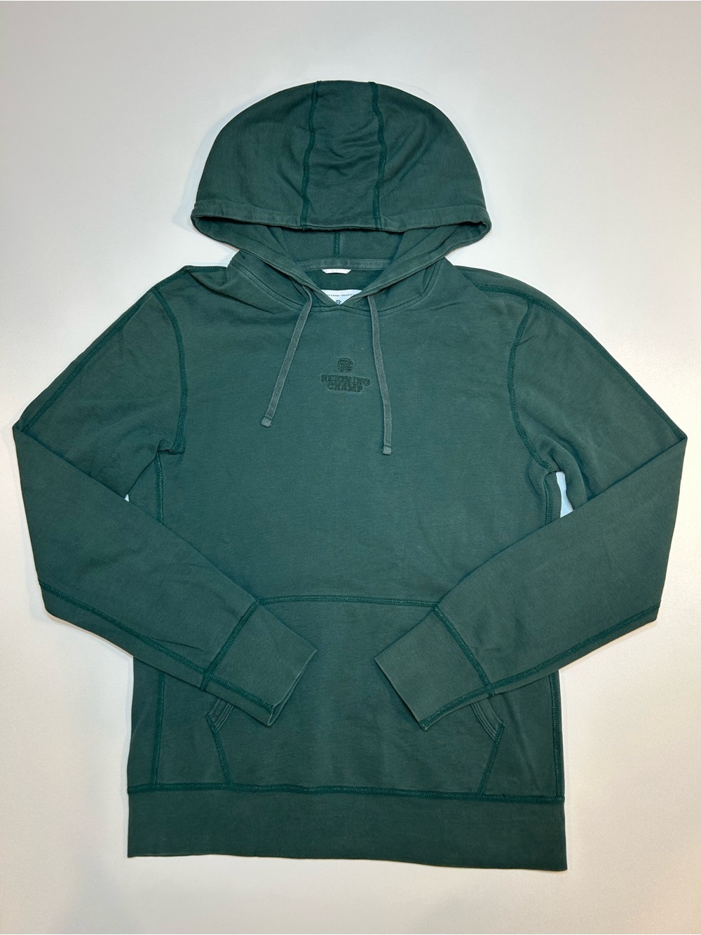 Reigning Champ Forest Dark Green Embroidered Crest Logo Midweight Hoodie